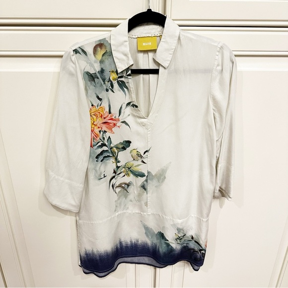 Anthropologie Maeve Women’s Oversized Watercolor Print Tunic Top Blouse Pullover - Picture 5 of 13